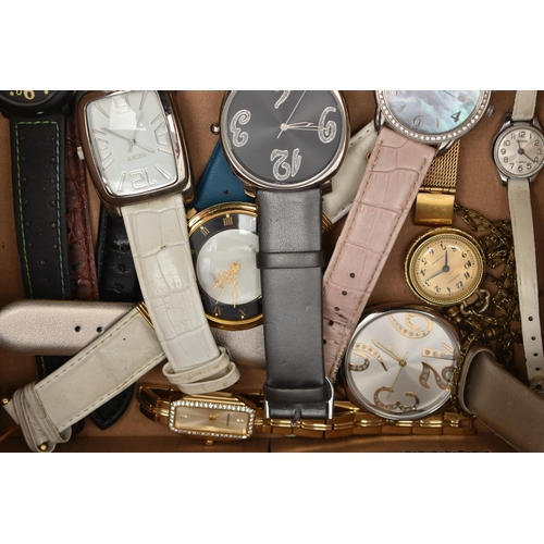 115 - A BOX OF ASSORTED WRISTWATCHES, to include a ladies mother of pearl dial, Citizen Eco-Drive, fitted ... 