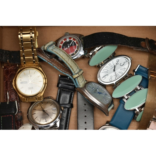 115 - A BOX OF ASSORTED WRISTWATCHES, to include a ladies mother of pearl dial, Citizen Eco-Drive, fitted ... 