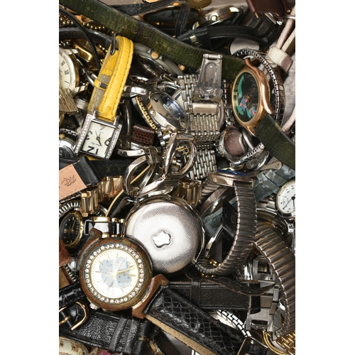 119 - A BOX OF ASSORTED LADIES AND GENTS WRISTWATCHES, mostly quartz movements, names to include 'Accurist... 