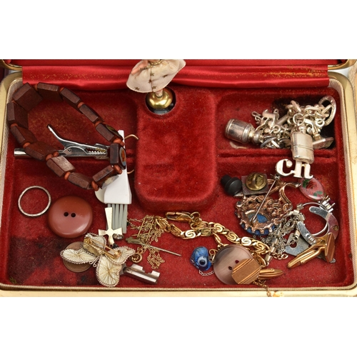 123 - A BOX OF ASSORTED JEWELLERY, to include a silver and sapphire cluster ring, hallmarked Birmingham, r... 