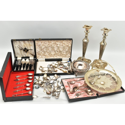 128 - ASSORTED COLLECTABLE CONTINETAL SPOONS AND OTHER ITEMS, spoons with marks to include 925, 800, 835, ... 