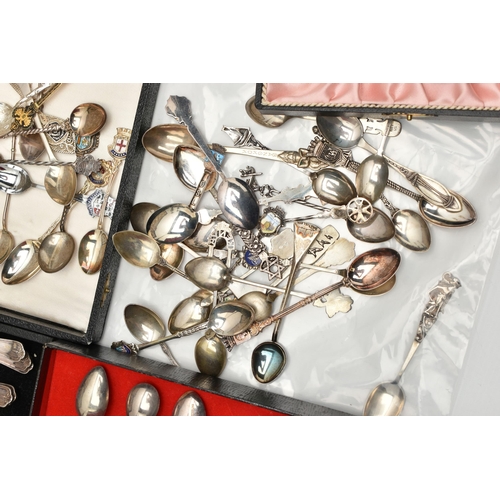 128 - ASSORTED COLLECTABLE CONTINETAL SPOONS AND OTHER ITEMS, spoons with marks to include 925, 800, 835, ... 