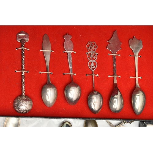 128 - ASSORTED COLLECTABLE CONTINETAL SPOONS AND OTHER ITEMS, spoons with marks to include 925, 800, 835, ... 