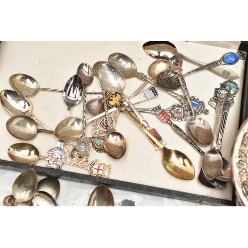 128 - ASSORTED COLLECTABLE CONTINETAL SPOONS AND OTHER ITEMS, spoons with marks to include 925, 800, 835, ... 