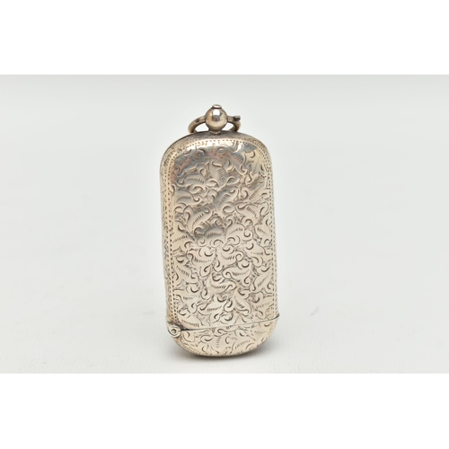 89 - A LATE VICTORIAN SILVER COMBINATION VESTA/SOVEREIGN CASE, of a rounded rectangular form with ivy lea... 