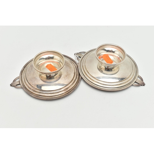 90 - TWO LATE ART DECO BONBON DISHES, circular form dishes with stepped detail, open work detail to the h... 