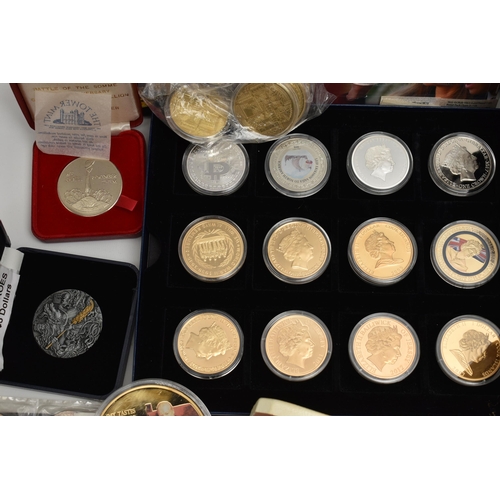 140 - A PLASTIC TUB OF MIXED COMMEMORATIVES, plastic tub of mixed commemoratives to include amounts of com... 