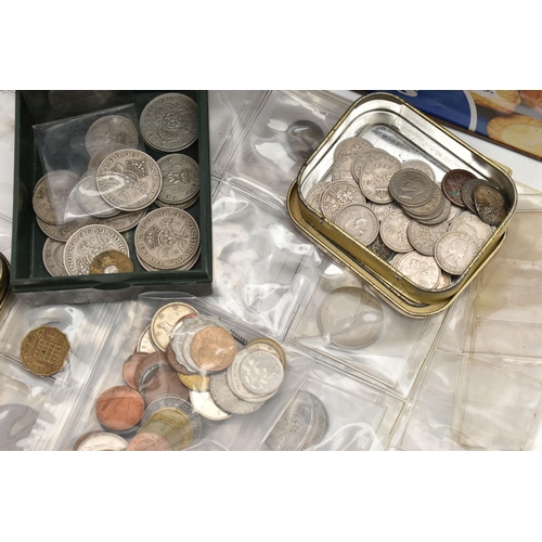 141 - A BISCUIT TIN CONTAINING MIXED COINAGE, to include lots of UK 19th and 20th century coinage, 1946, 1... 