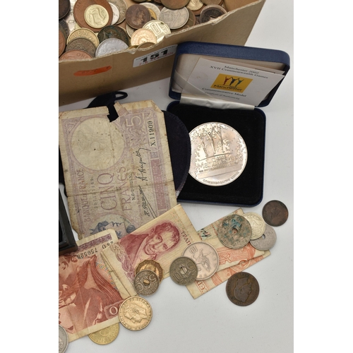 151 - A SMALL CARDBOARD BOX WITH A CAMPING PRESIDENTS COIN COLLECTION, a Royal Mint 2002 Manchester common... 