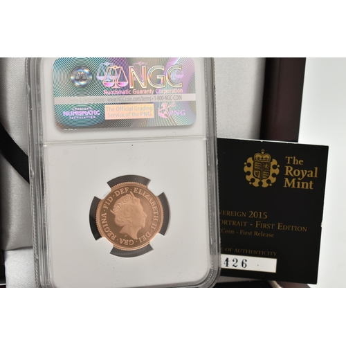 163 - A BOXED ROYAL MINT FULL GOLD PROOF SOVEREIGN COIN 2015 PORTRAIT (One of the First 500 Struck), prese... 