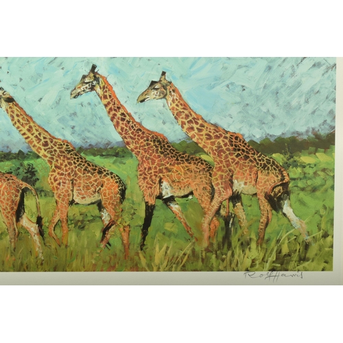 313 - ROLF HARRIS (AUSTRALIA 1930-2023)  'FOUR GIRAFFES' a limited edition print on paper laid, 47/195 wit... 