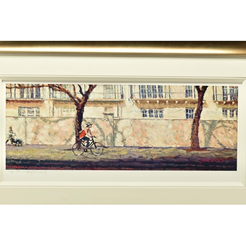 314 - ROLF HARRIS (AUSTRALIA 1930-2023) 'CYCLIST, BAYSWATER ROAD', a study of a London street, a Limited E... 