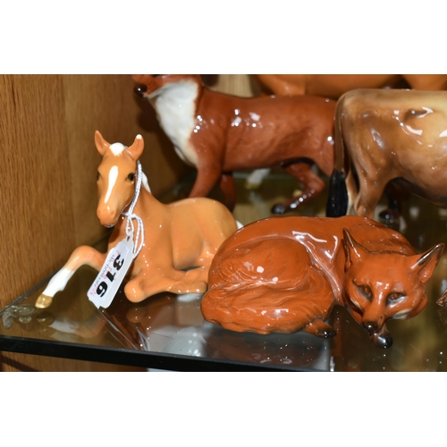 316 - A GROUP OF BESWICK ANIMAL FIGURES, comprising a palomino Mare (Facing Left), model no 976 (small chi... 