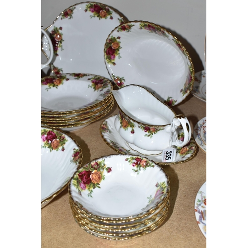 335 - A LARGE QUANTITY OF ROYAL ALBERT 'OLD COUNTRY ROSES' PATTERN DINNERWARE, comprising  a circular serv... 