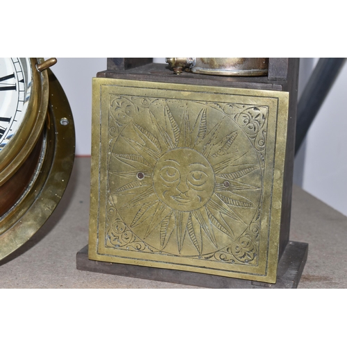 347 - A BRASS SHIP'S CLOCK AND A CLEPSYDRA, comprising an early 20th century circular brass ship's clock w... 