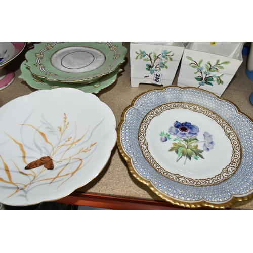 349 - A GROUP OF LATE 19TH CENTURY DESSERT PLATES, comprising three cabinet plates hand painted by George ... 