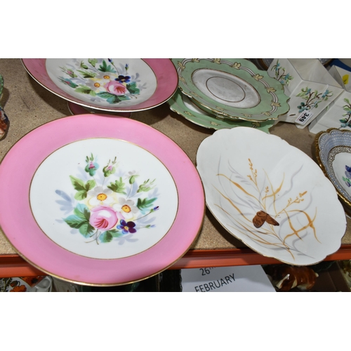 349 - A GROUP OF LATE 19TH CENTURY DESSERT PLATES, comprising three cabinet plates hand painted by George ... 