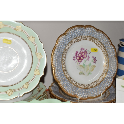 349 - A GROUP OF LATE 19TH CENTURY DESSERT PLATES, comprising three cabinet plates hand painted by George ... 