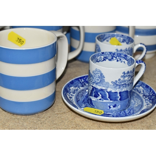 350 - A GROUP OF T.G GREEN 'CORNISH WARE', comprising cream and white striped teapot (chipped and crazed),... 