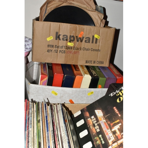 356 - THREE BOXES OF L.P AND GRAMOPHONE RECORDS, to include over sixty L.P records, ten boxed L.P sets, an... 