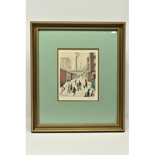 306 - LAURENCE STEPHEN LOWRY (BRITISH 1887-1976) 'STREET SCENE', a depiction of figures going about their ... 