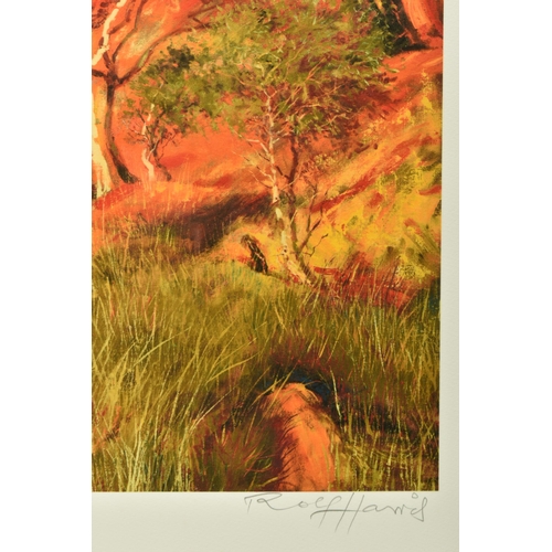 312 - ROLF HARRIS (AUSTRALIA 1930-2023) 'SUN ON DEVIL'S MARBLES', a limited edition print on paper of an A... 