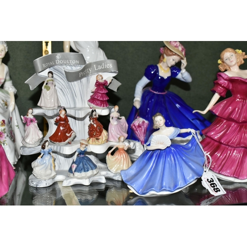 368 - A GROUP OF ROYAL DOULTON FIGURINES, comprising Ascot HN2356, Vanity HN2475, Diana HN2468 (tiny chip ... 