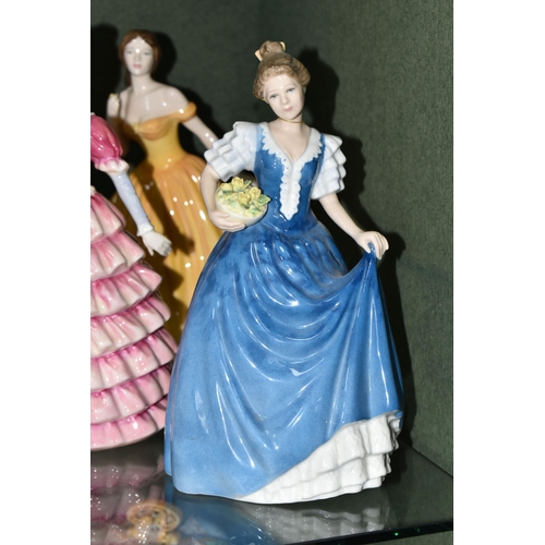 370 - SIX ROYAL DOULTON FIGURINES, comprising Patricia HN3365 Figurine of the Year 1993 (thumb broken, mis... 