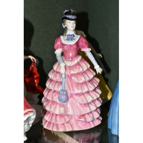 370 - SIX ROYAL DOULTON FIGURINES, comprising Patricia HN3365 Figurine of the Year 1993 (thumb broken, mis... 