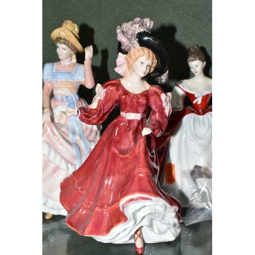 370 - SIX ROYAL DOULTON FIGURINES, comprising Patricia HN3365 Figurine of the Year 1993 (thumb broken, mis... 