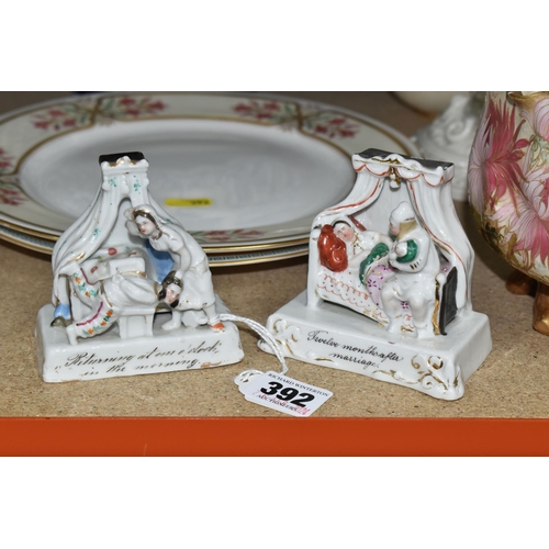 392 - A GROUP OF ROYAL WORCESTER PORCELAIN, comprising a pair of flatback German porcelain group figures '... 