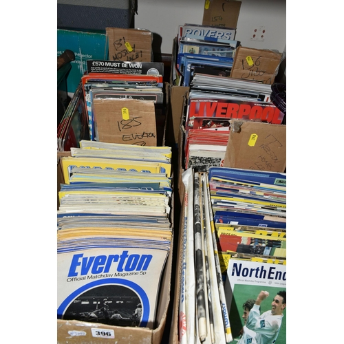 396 - FIVE BOXES OF FOOTBALL PROGRAMMES containing several hundred matchday programmes from the 1960's - 2... 