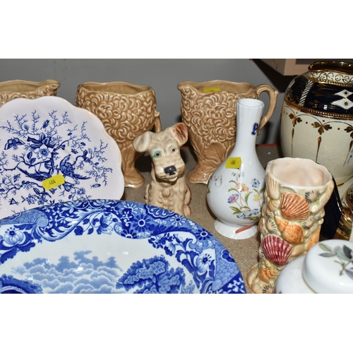 400 - A SELECTION OF DECORATIVE NAMED CERAMIC ITEMS ETC, to include a Royal Crown Derby Imari pattern teac... 