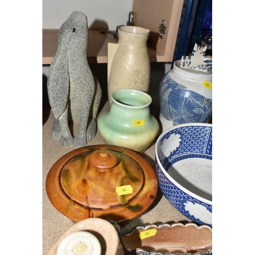 404 - A SMALL SELECTION OF DECORATIVE CERAMICS ETC, to include a Irma Demianczyk storage jar with lid, Bes... 