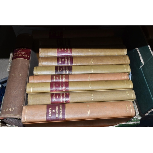 405 - SIX BOXES OF SCIENTIFIC INSTRUMENT BOOKS, to include Review of Scientific Instruments and Journal of... 