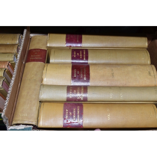 405 - SIX BOXES OF SCIENTIFIC INSTRUMENT BOOKS, to include Review of Scientific Instruments and Journal of... 