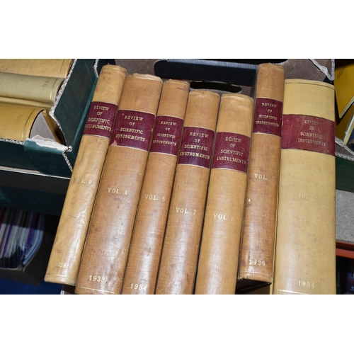 405 - SIX BOXES OF SCIENTIFIC INSTRUMENT BOOKS, to include Review of Scientific Instruments and Journal of... 