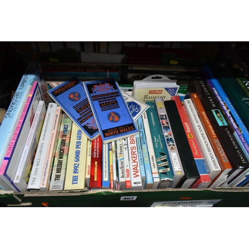 407 - FOUR BOXES OF BOOKS, MOSTLY HARDBACK FORMAT, subjects include Prehistoric British history and Archae... 