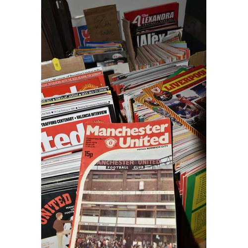 408 - FIVE BOXES OF FOOTBALL PROGRAMMES AND MAGAZINES, to include various Liverpool dating from 1963 to 20... 