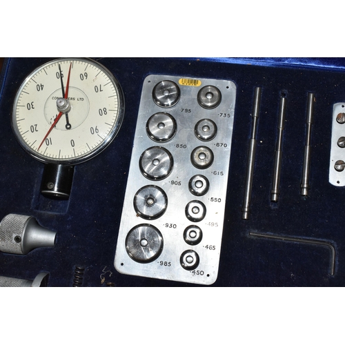 412 - FOUR CASED MEASURING GAUGES, comprising a Conimeters Ltd gauge set, a Baty dial gauge, a Baty Lindle... 