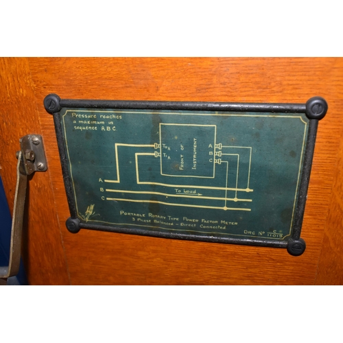 413 - TWO POWER FACTOR METERS, by Everett Edgcumbe of London, comprising a cased 'Rotary' portable power f... 