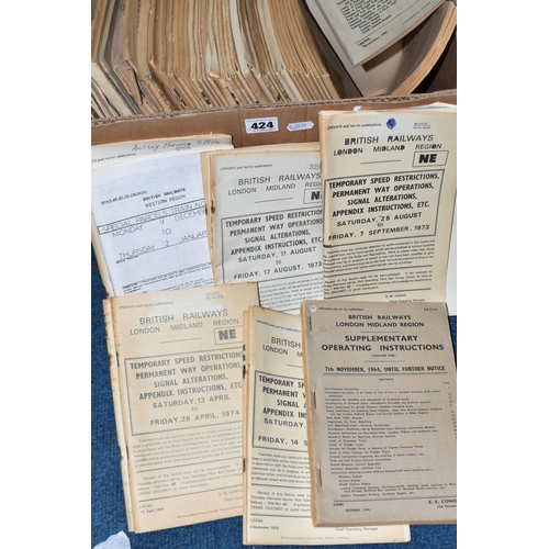 424 - A QUANTITY OF BRITISH RAILWAYS WORKING TIMETABLES, mainly London Midland Region issues from the 1970... 