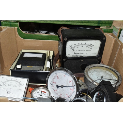 425 - FOUR BOXES AND LOOSE METERS, to include ammeters, voltmeters and similar instruments (4 boxes + loos... 