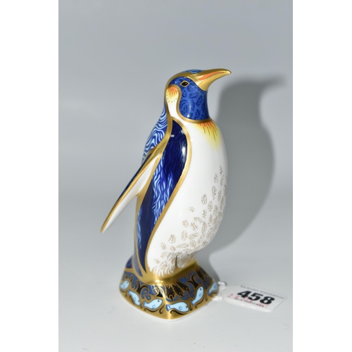 458 - A ROYAL CROWN DERBY 'EMPEROR PENGUIN' PAPERWEIGHT, with gold stopper, red backstamp and 2005 date cy... 