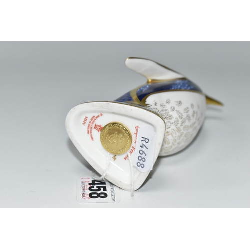 458 - A ROYAL CROWN DERBY 'EMPEROR PENGUIN' PAPERWEIGHT, with gold stopper, red backstamp and 2005 date cy... 