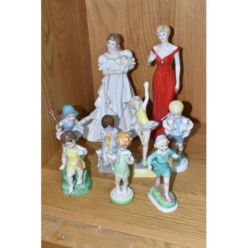 462 - A GROUP OF ROYAL WORCESTER FIGURES, to include modern Days of the Week series: Monday Boy, Tuesday G... 