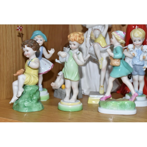 462 - A GROUP OF ROYAL WORCESTER FIGURES, to include modern Days of the Week series: Monday Boy, Tuesday G... 