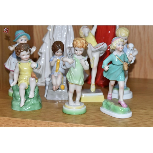 462 - A GROUP OF ROYAL WORCESTER FIGURES, to include modern Days of the Week series: Monday Boy, Tuesday G... 