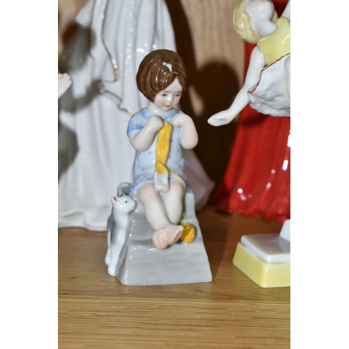 462 - A GROUP OF ROYAL WORCESTER FIGURES, to include modern Days of the Week series: Monday Boy, Tuesday G... 