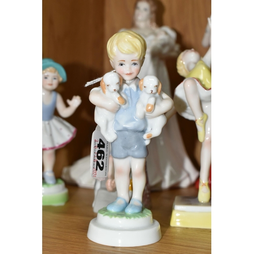 462 - A GROUP OF ROYAL WORCESTER FIGURES, to include modern Days of the Week series: Monday Boy, Tuesday G... 